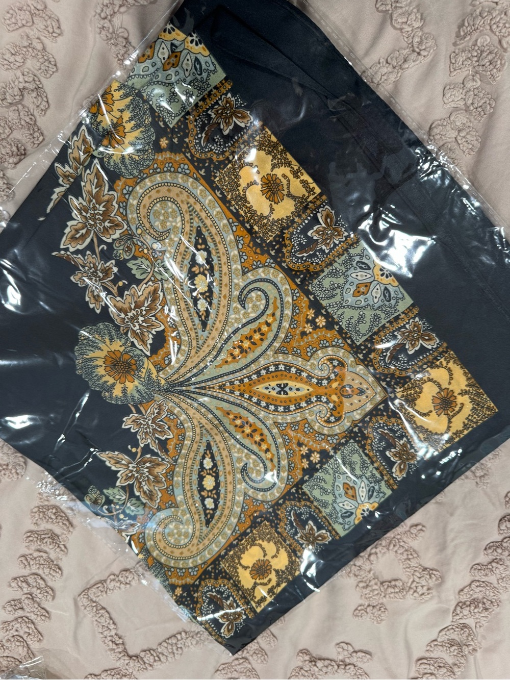 Paisley Print Headwrap in Mustard and Black